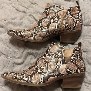 Snake print booties